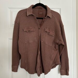 Aerie Women's LumberJane Waffle Shirt in Brown